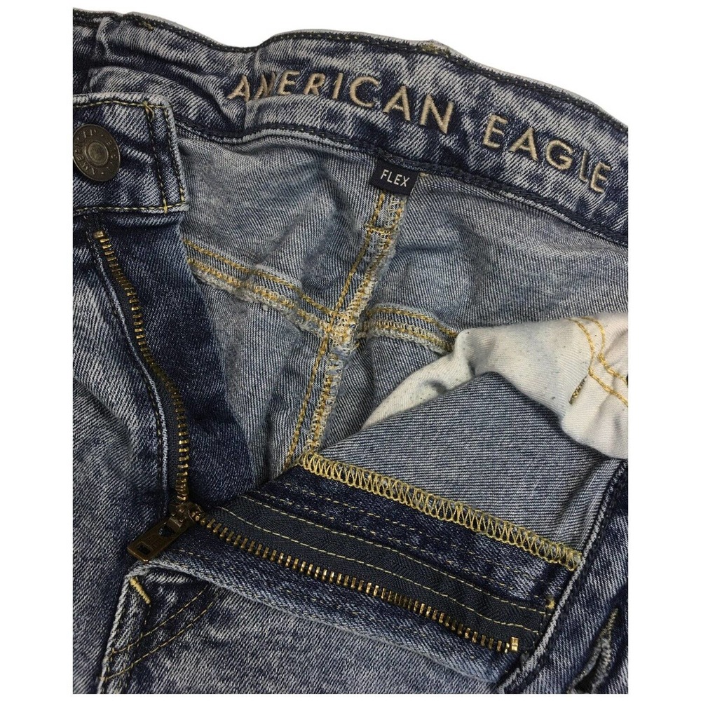 American Eagle Mens Size 38 Flex Slim Taper Distressed Stone Wash Denim Blue - Picture 6 of 14